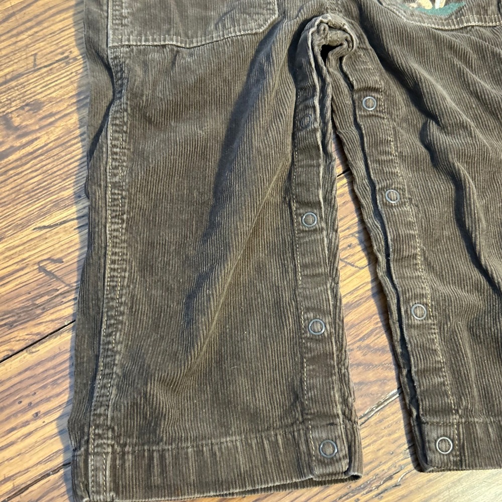 Gymboree Boys Brown Corduroy Overalls‎ Bear Territory Vintage Style Snaps Kids - Picture 6 of 12